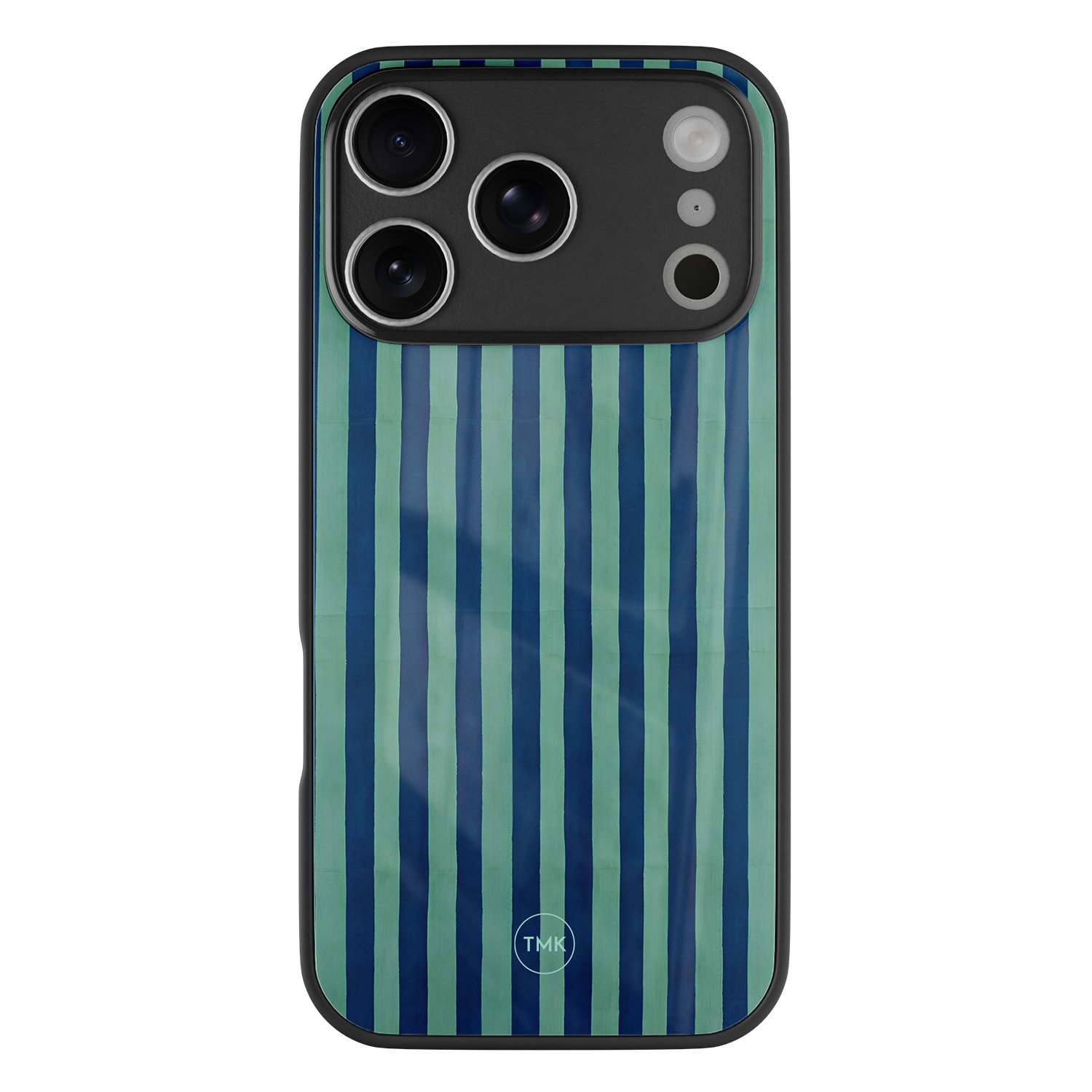 TMK iPhone 17 Pro glazen hardcase - Blauwe strepen