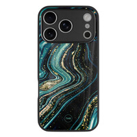 TMK iPhone 17 Pro glazen hardcase - Blue marble waves