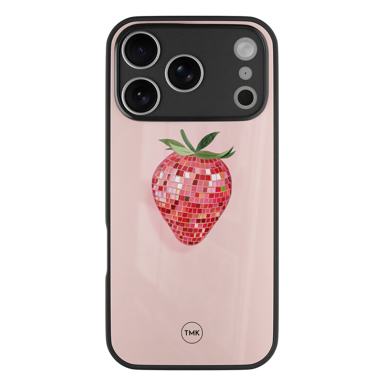 Casevibes iPhone 17 Pro glazen hardcase - Disco aardbei