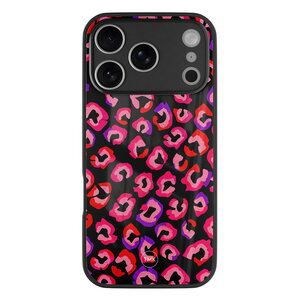 Casevibes iPhone 17 Pro glazen hardcase - Luipaard neon