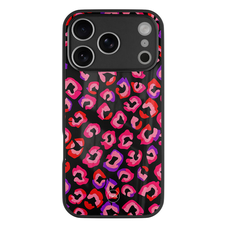 Casevibes iPhone 17 Pro glazen hardcase - Luipaard neon