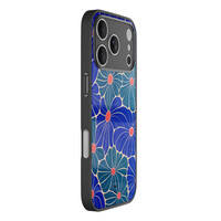 TMK iPhone 17 Pro Max glazen hardcase - Indigo bloemen