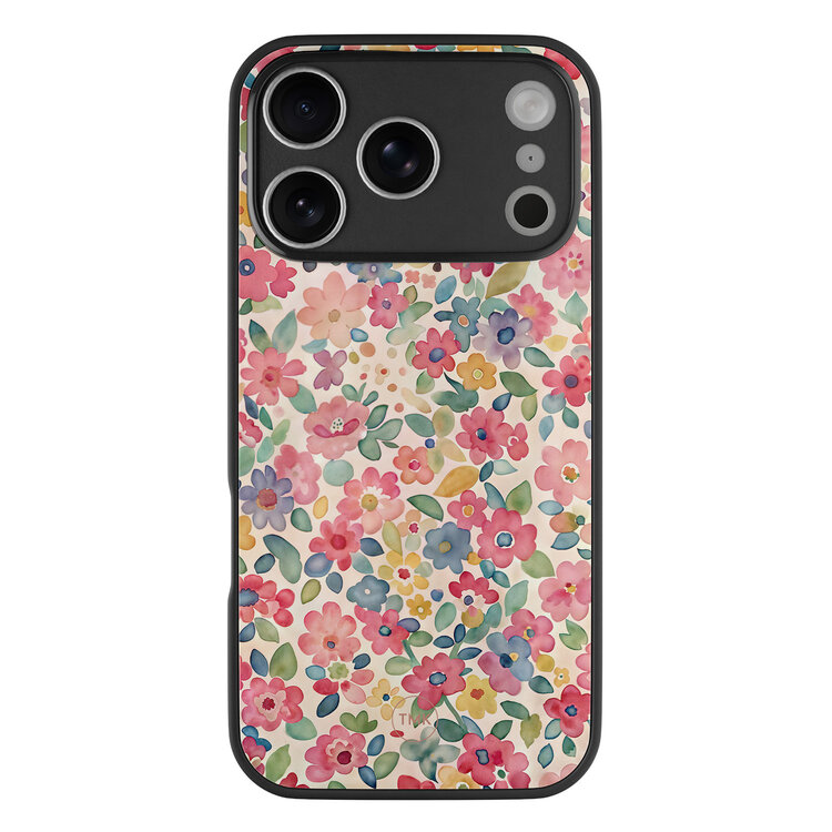 Casevibes iPhone 17 Pro Max glazen hardcase - Pastel garden
