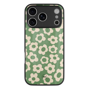 TMK iPhone 17 Pro Max glazen hardcase - Retro cute flowers