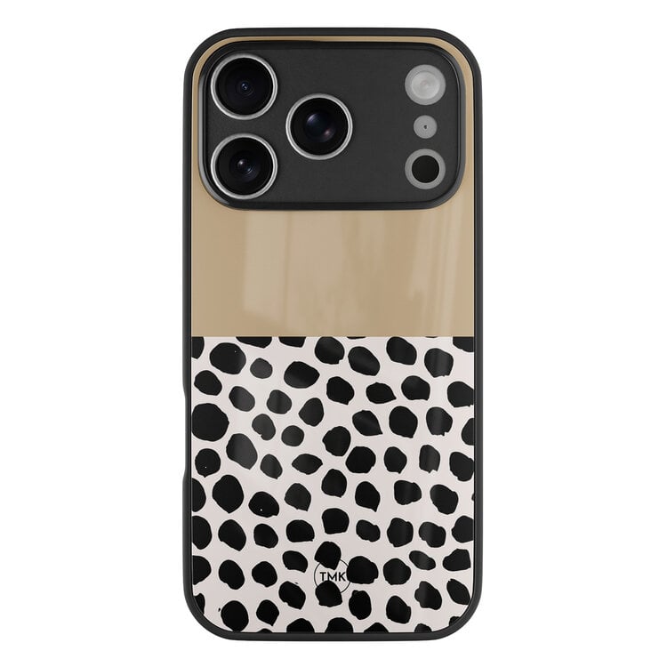 TMK iPhone 17 Pro Max glazen hardcase - Brown dots abstract