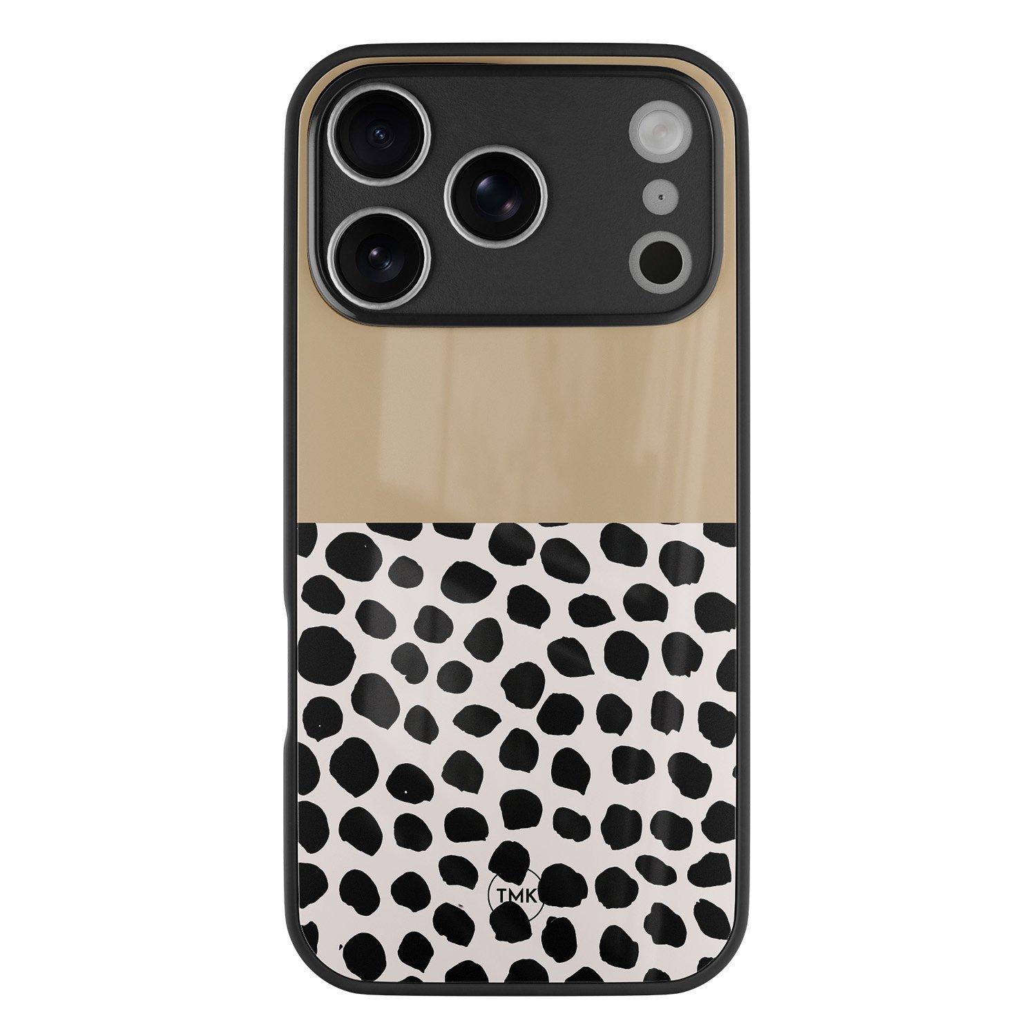 TMK iPhone 17 Pro Max glazen hardcase - Brown dots abstract