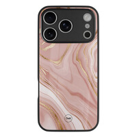 TMK iPhone 17 Pro Max glazen hardcase - Rose marble