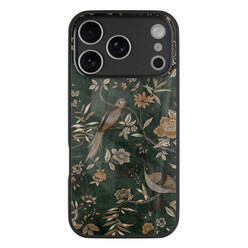 TMK iPhone 17 Pro Max glazen hardcase - Khaki golden flowers