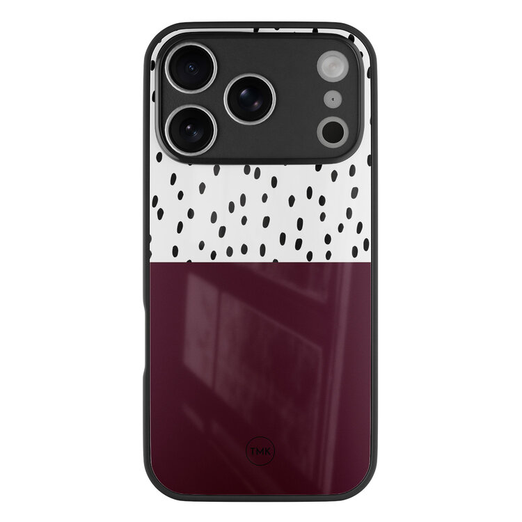 Casevibes iPhone 17 Pro Max glazen hardcase - Burgundy dots