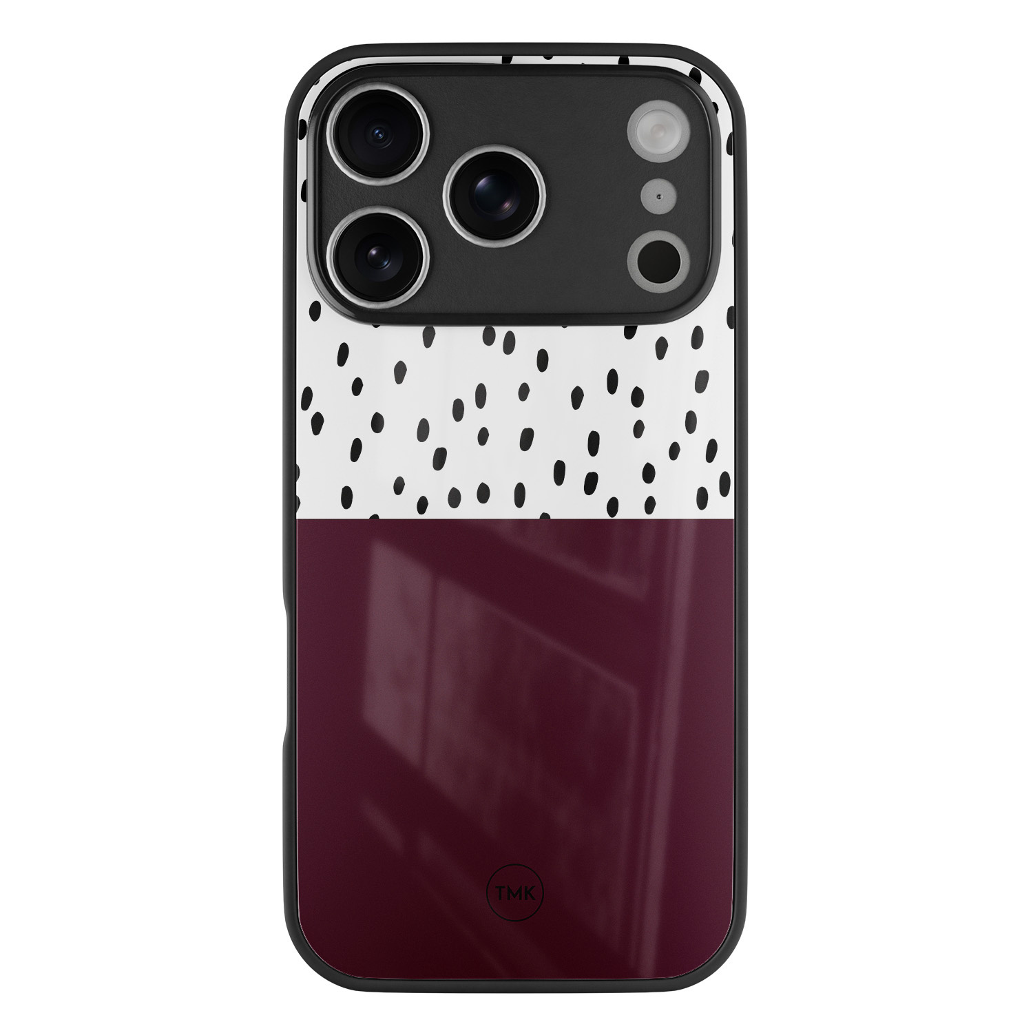 TMK iPhone 17 Pro Max glazen hardcase - Burgundy dots
