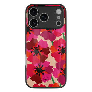 Casevibes iPhone 17 Pro Max glazen hardcase - Pink floral bliss