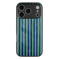 TMK iPhone 17 Pro Max glazen hardcase - Blauwe strepen