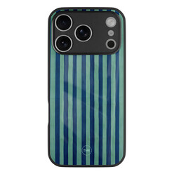 TMK iPhone 17 Pro Max glazen hardcase - Blauwe strepen