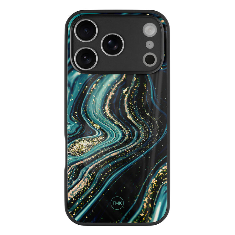 Casevibes iPhone 17 Pro Max glazen hardcase - Blue marble waves
