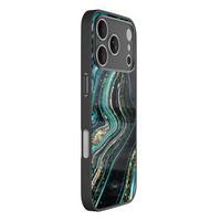 TMK iPhone 17 Pro Max glazen hardcase - Blue marble waves