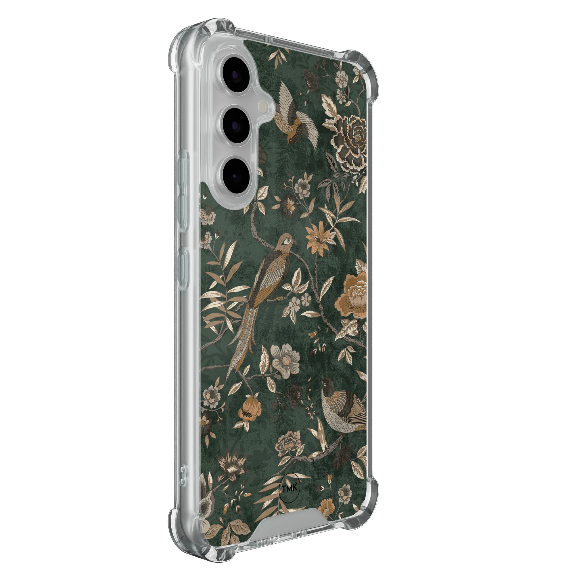 TMK Samsung Galaxy A54 shockproof hoesje - Khaki golden flowers