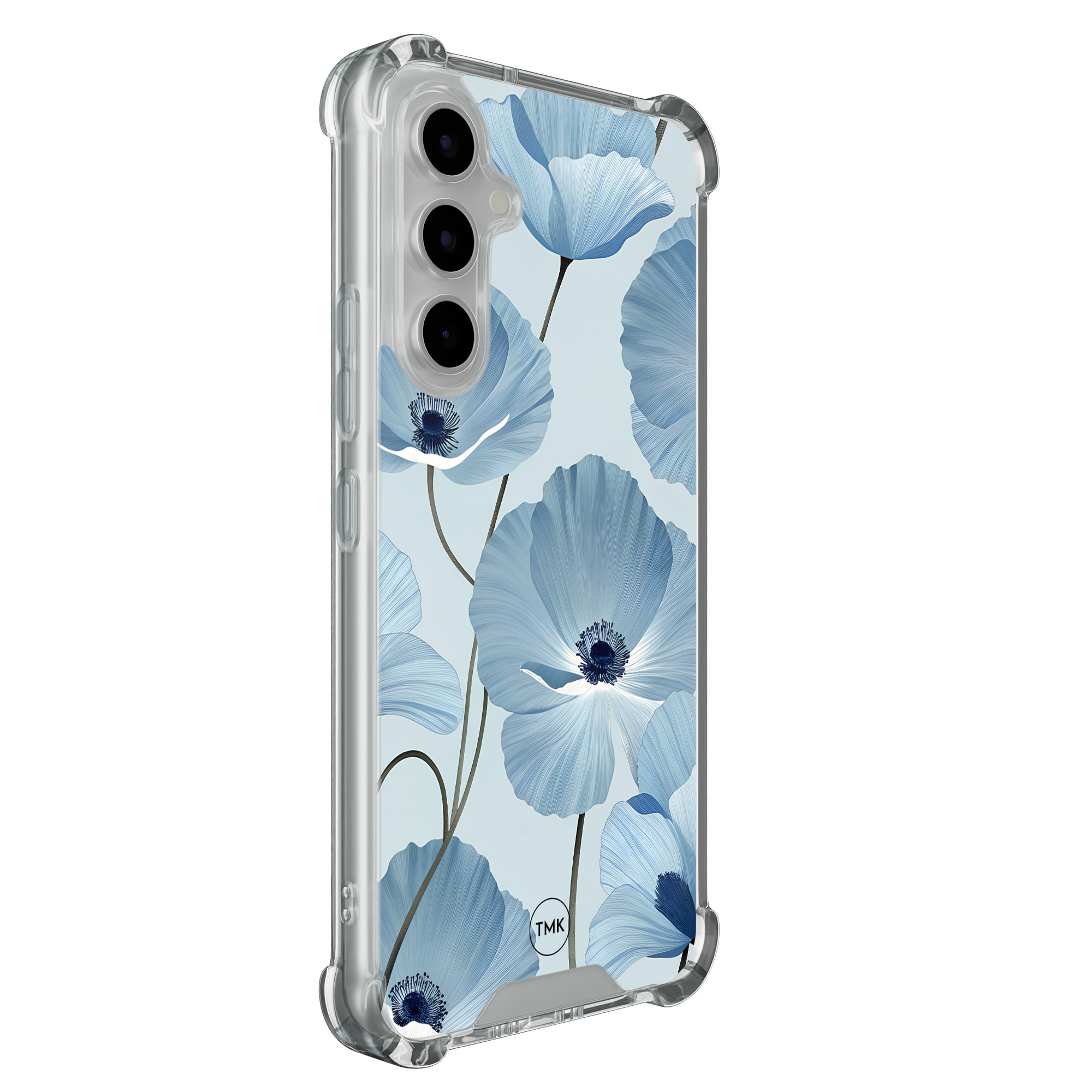 TMK Samsung Galaxy A54 shockproof hoesje - Blauw bloemenveld