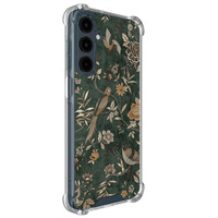 TMK Samsung Galaxy A17 shockproof hoesje - Khaki golden flowers
