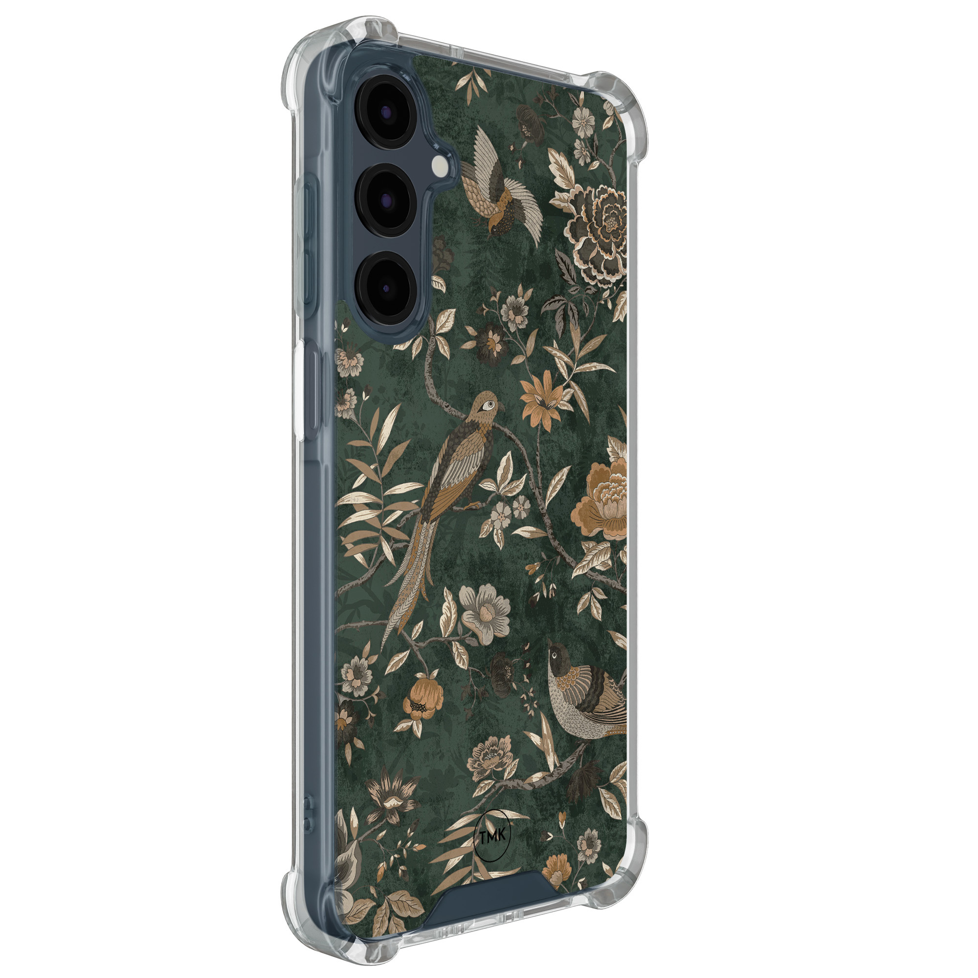 TMK Samsung Galaxy A17 shockproof hoesje - Khaki golden flowers