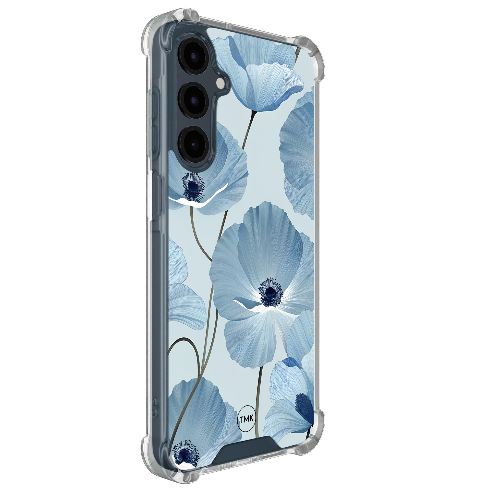 TMK Samsung Galaxy A17 shockproof hoesje - Blauw bloemenveld