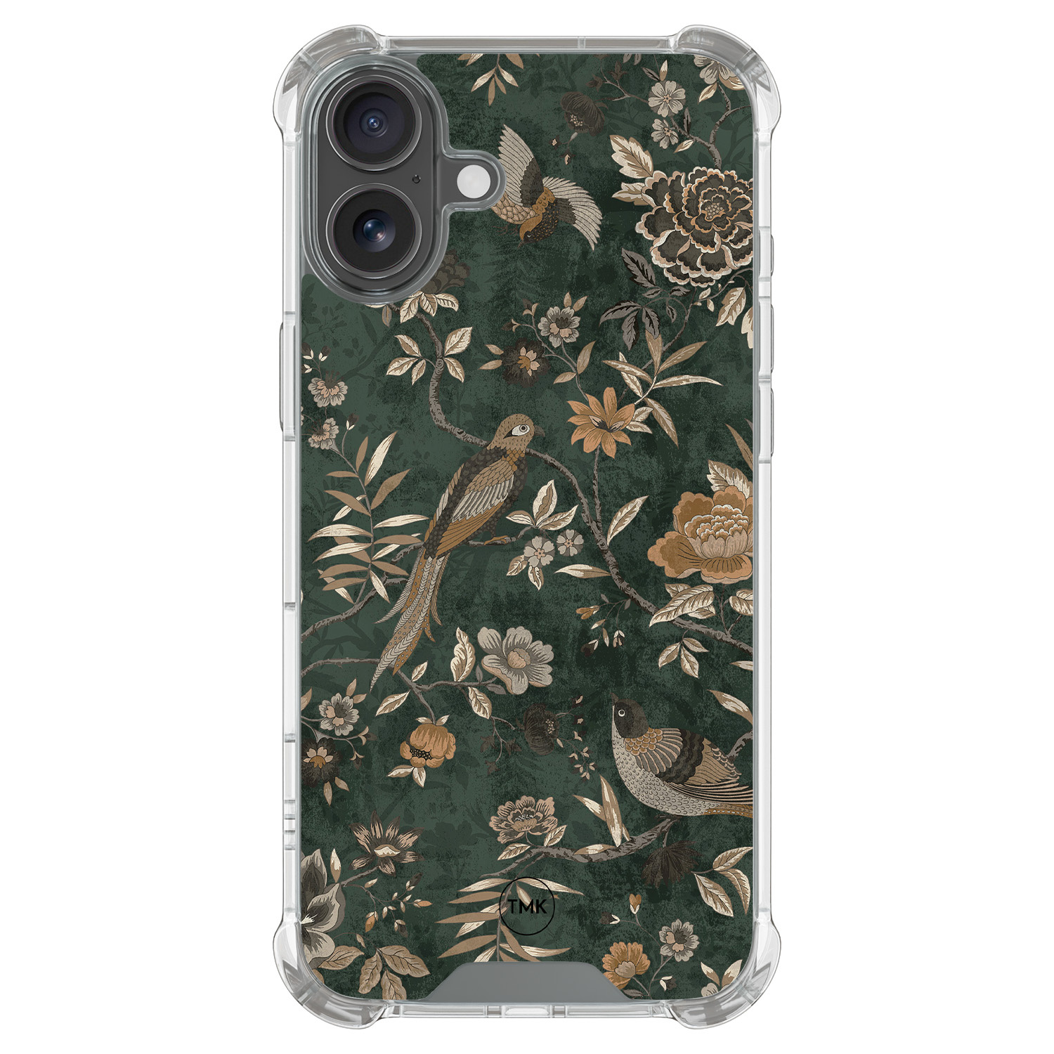 TMK iPhone 17 shockproof hoesje - Khaki golden flowers