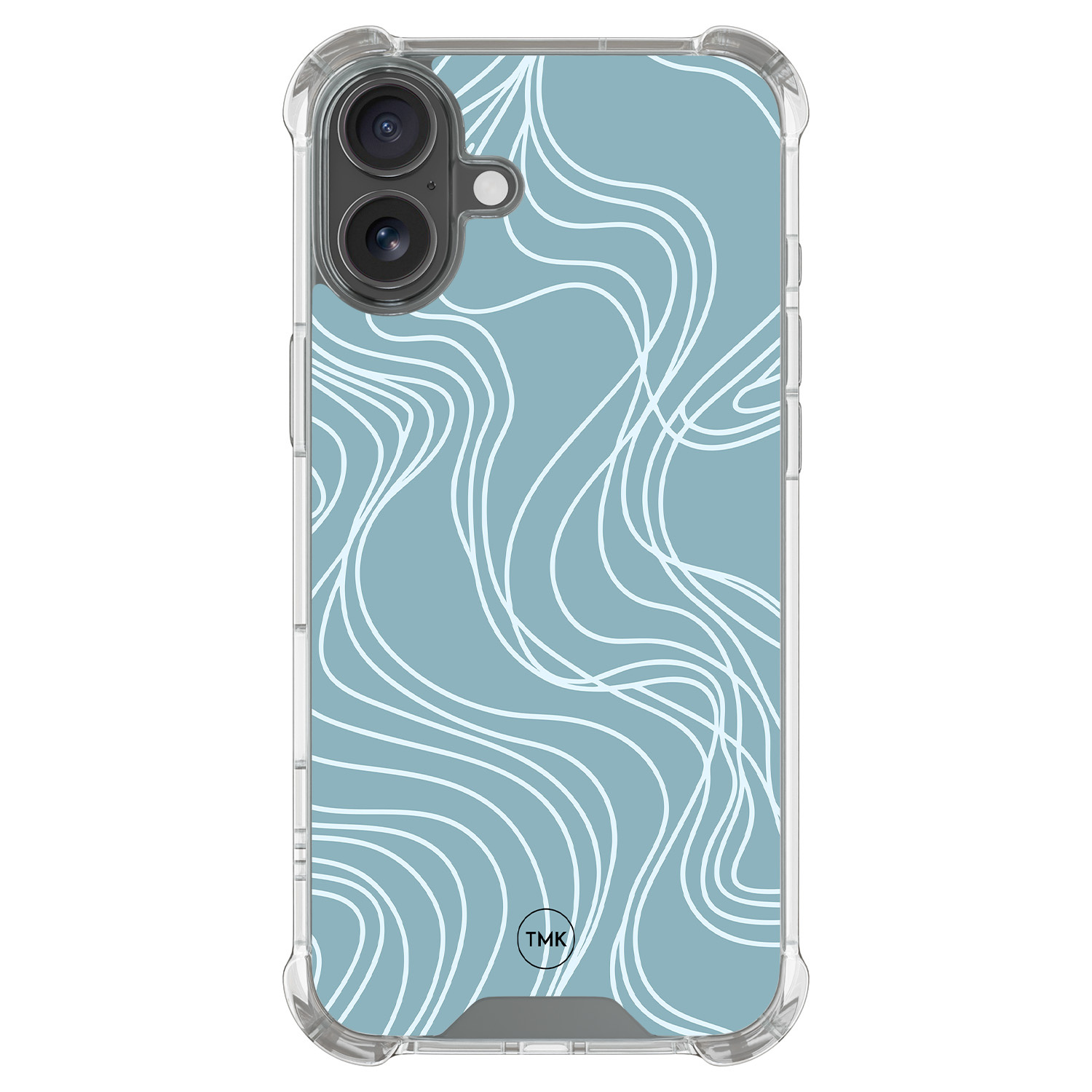 TMK iPhone 17 shockproof hoesje - Soft blue waves