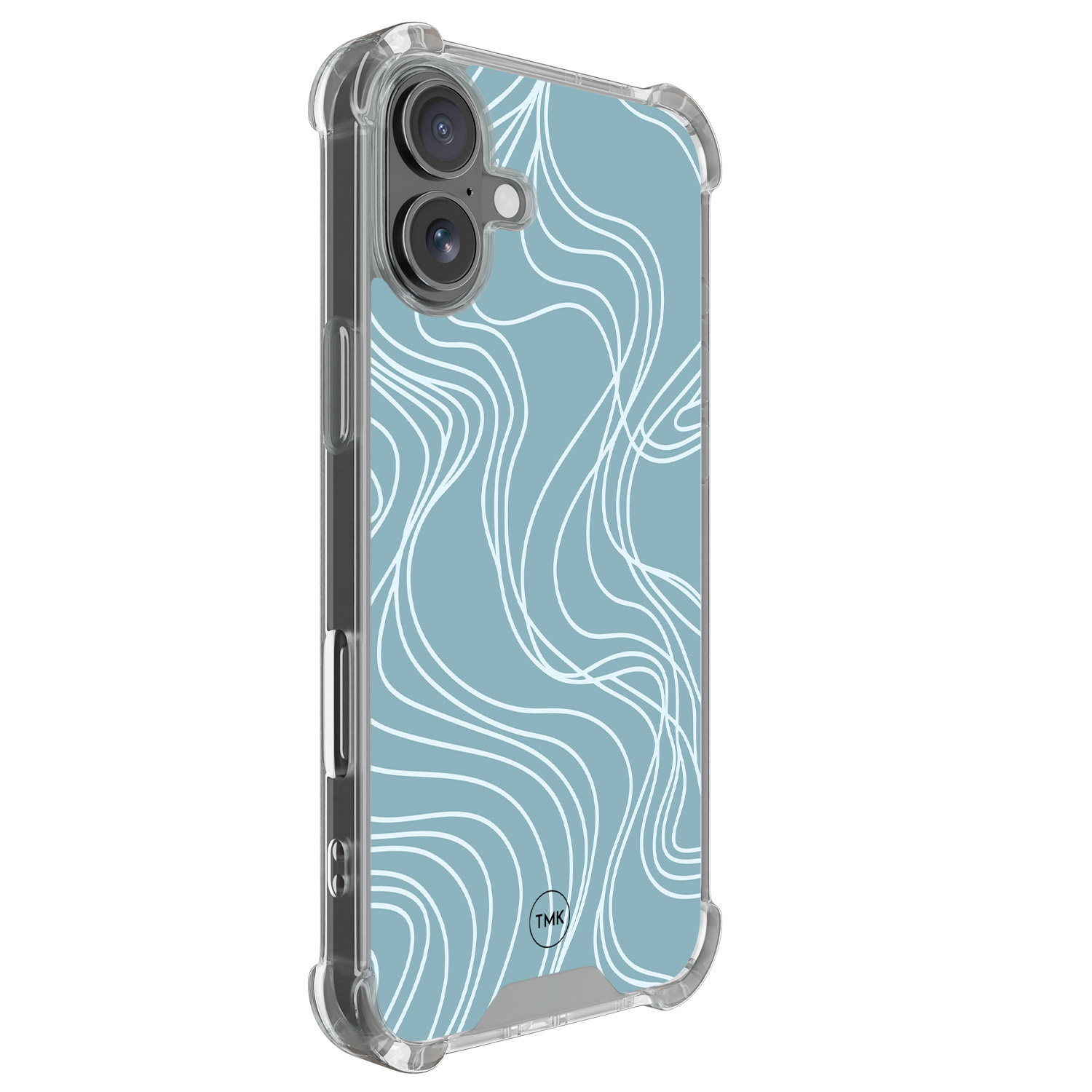 TMK iPhone 17 shockproof hoesje - Soft blue waves