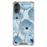 TMK iPhone 17 shockproof hoesje - Blauw bloemenveld