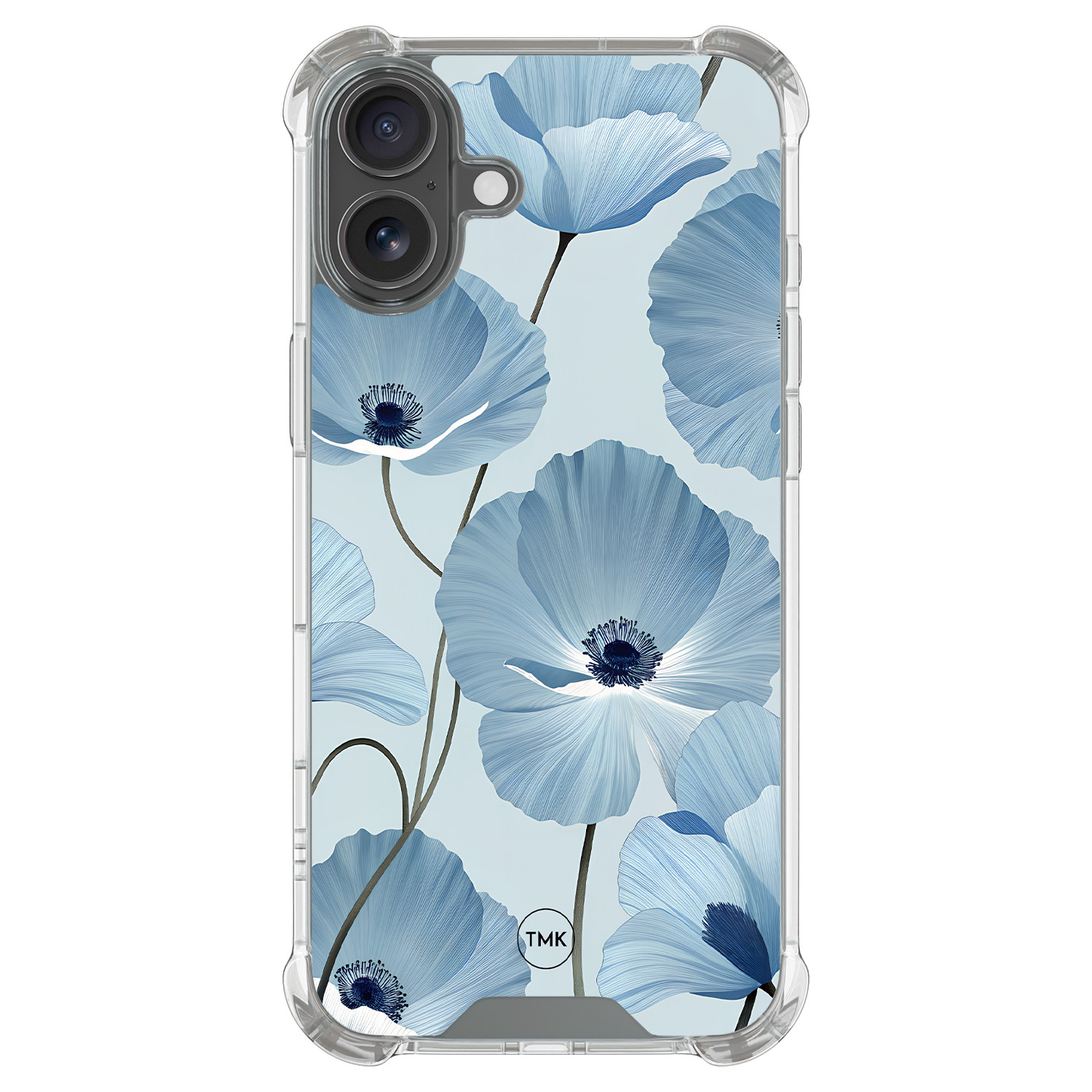 TMK iPhone 17 shockproof hoesje - Blauw bloemenveld