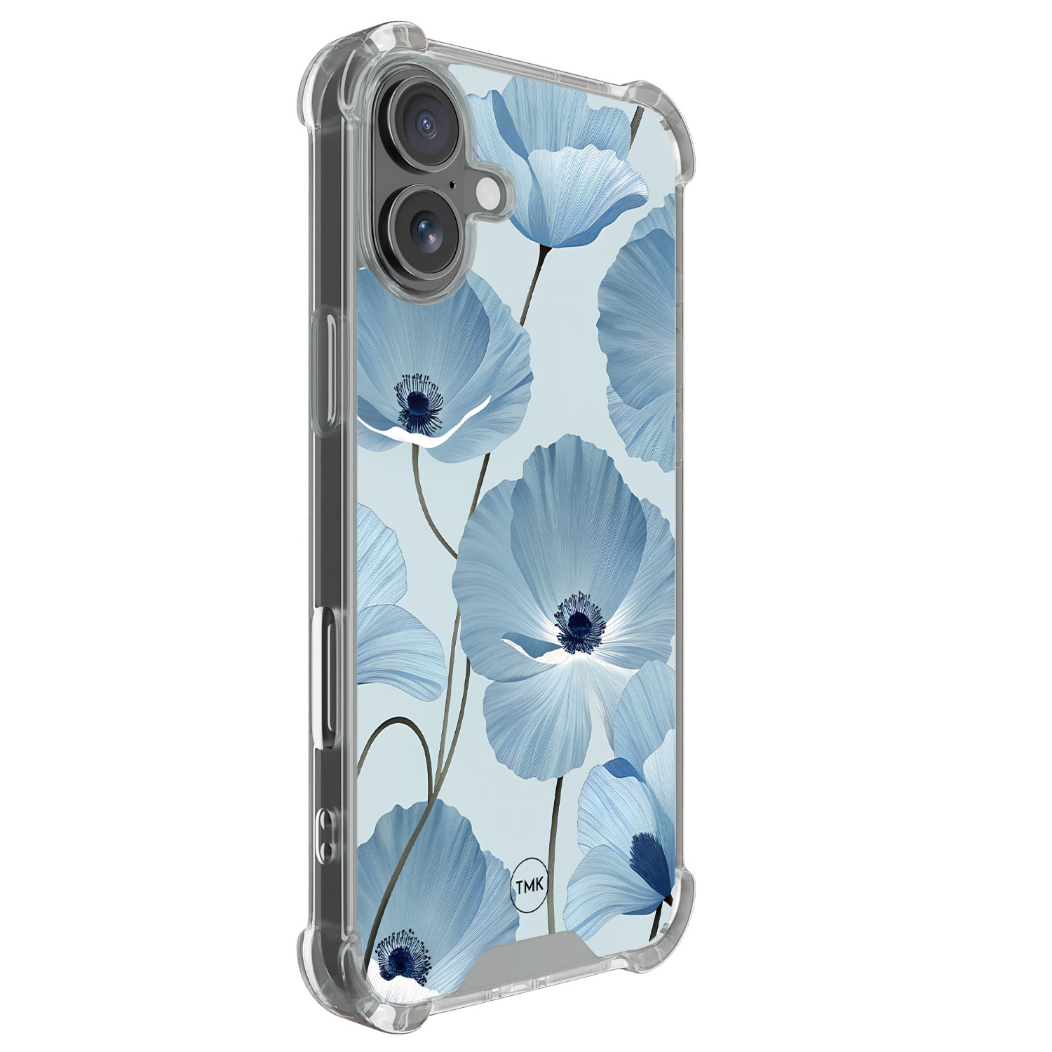 TMK iPhone 17 shockproof hoesje - Blauw bloemenveld