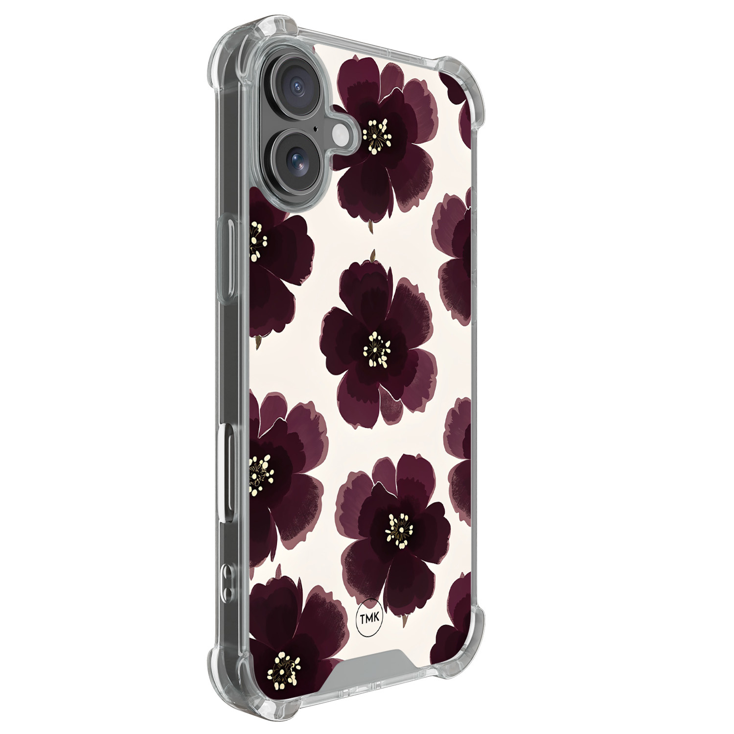 TMK iPhone 17 shockproof hoesje - Burgundy flowers