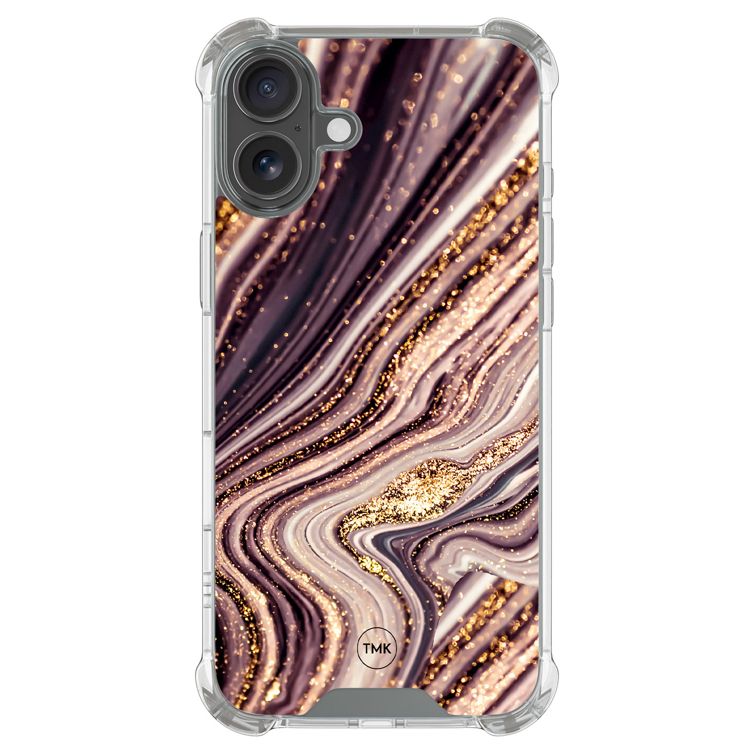TMK iPhone 17 shockproof hoesje - Golden pink marble