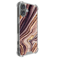 TMK iPhone 17 shockproof hoesje - Golden pink marble