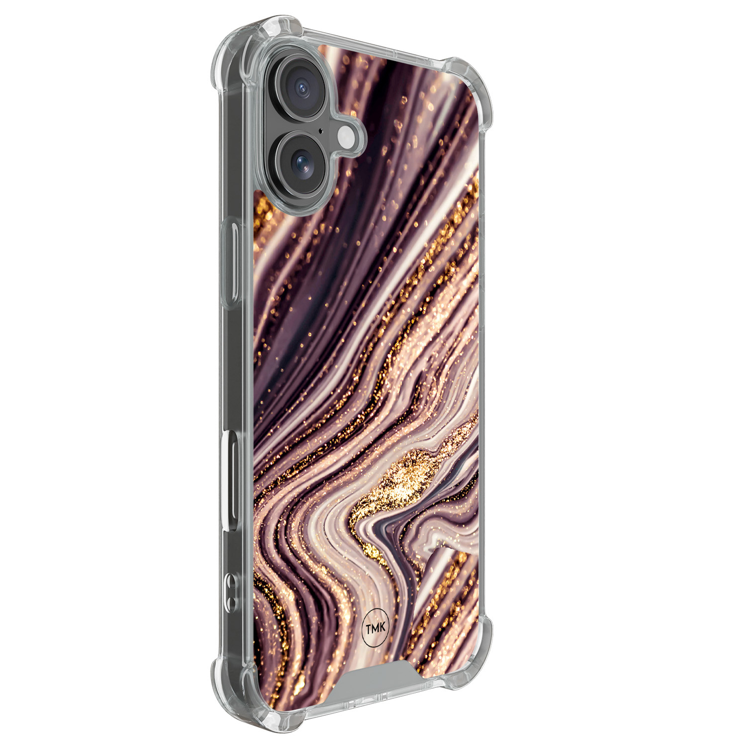 TMK iPhone 17 shockproof hoesje - Golden pink marble