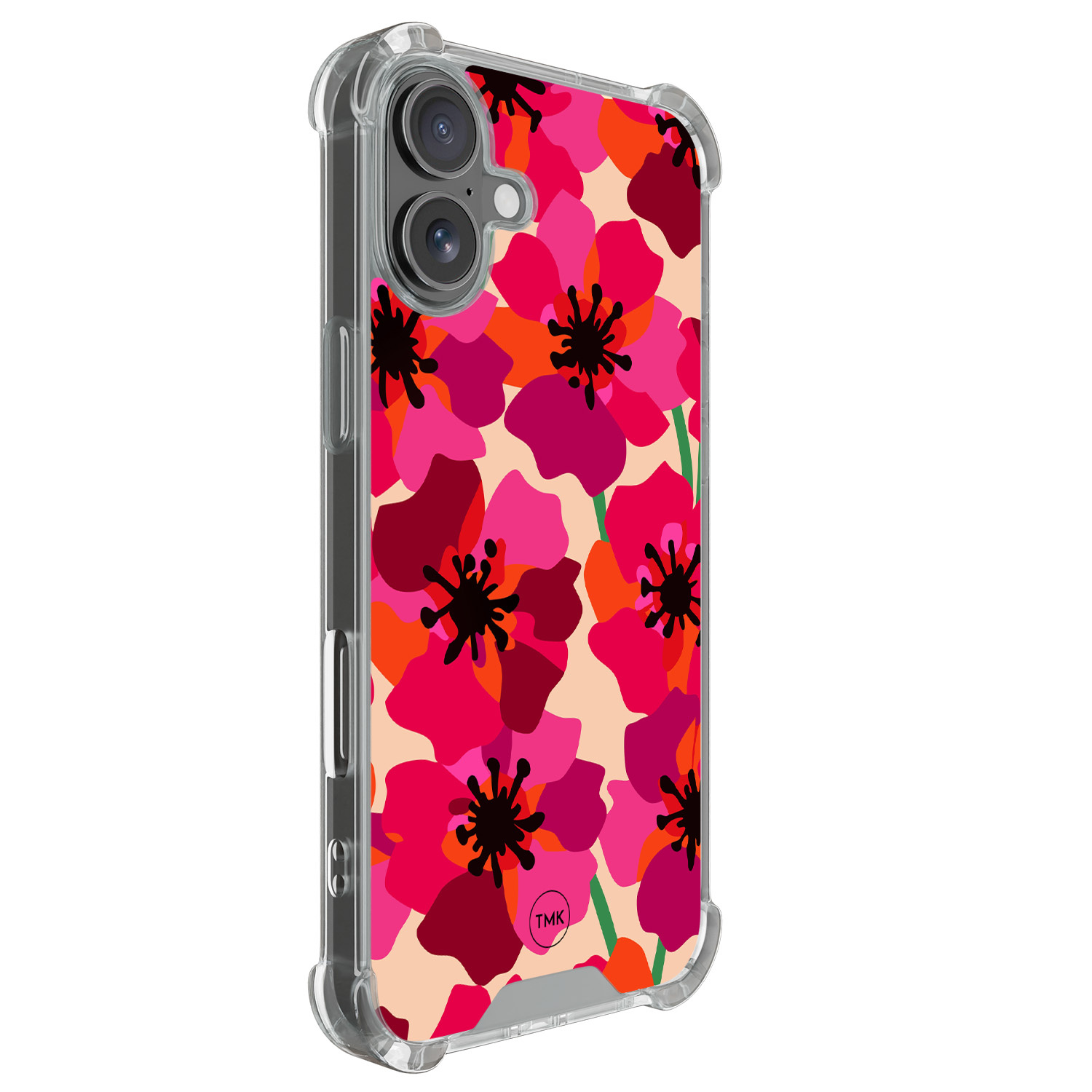 TMK iPhone 17 shockproof hoesje - Pink floral bliss