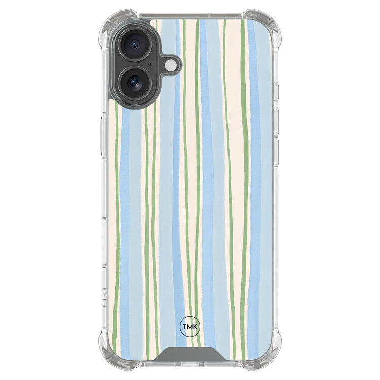 TMK iPhone 17 shockproof hoesje - Pastelblauwe strepen