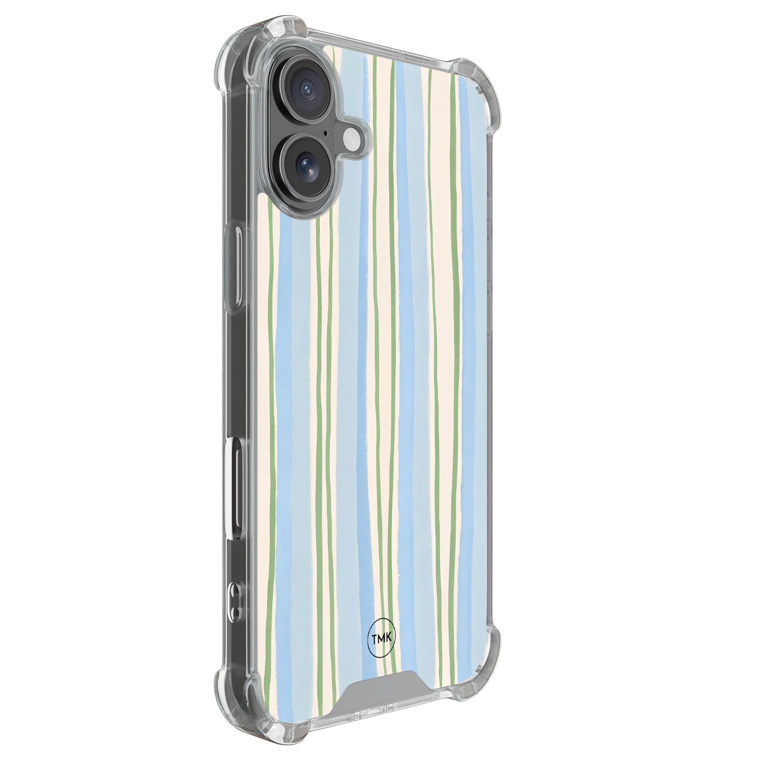 TMK iPhone 17 shockproof hoesje - Pastelblauwe strepen