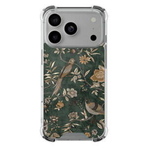 Casevibes iPhone 17 Pro shockproof hoesje - Khaki golden flowers
