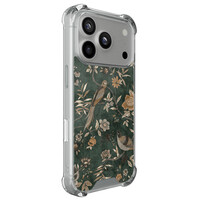 TMK iPhone 17 Pro shockproof hoesje - Khaki golden flowers