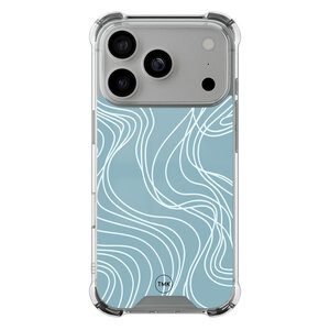 TMK iPhone 17 Pro shockproof hoesje - Soft blue waves