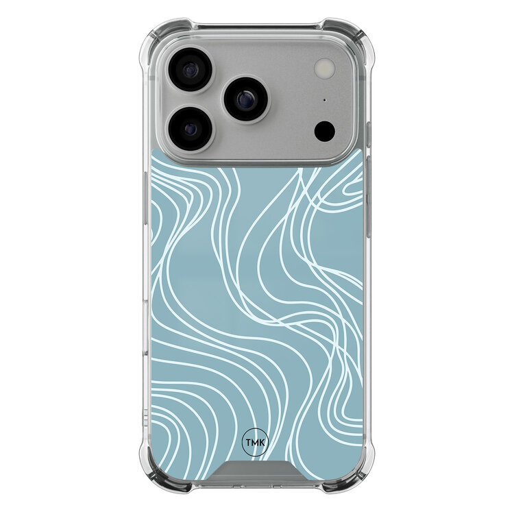 TMK iPhone 17 Pro shockproof hoesje - Soft blue waves