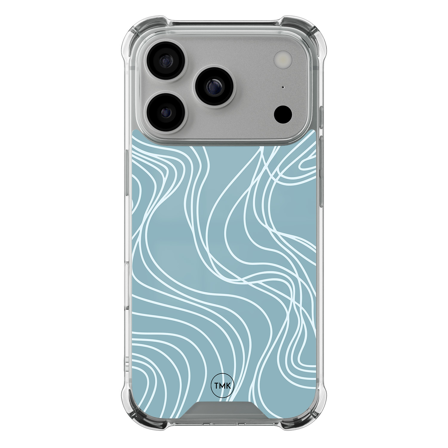 TMK iPhone 17 Pro shockproof hoesje - Soft blue waves