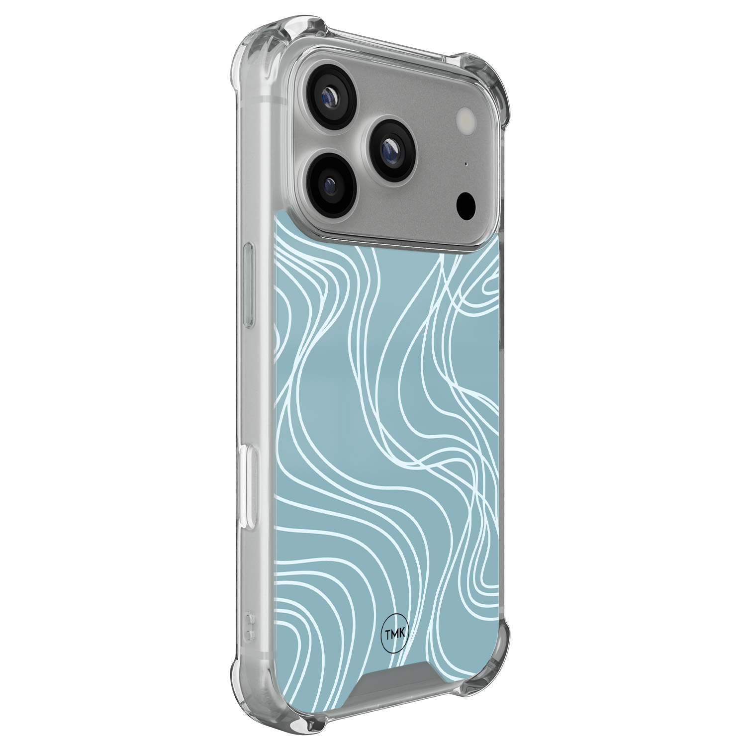 TMK iPhone 17 Pro shockproof hoesje - Soft blue waves