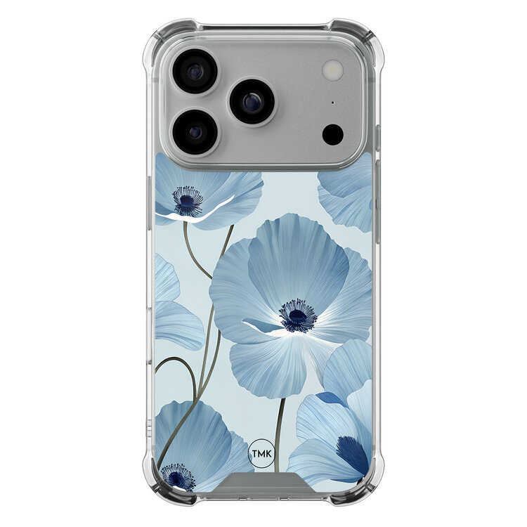 TMK iPhone 17 Pro shockproof hoesje - Blauw bloemenveld