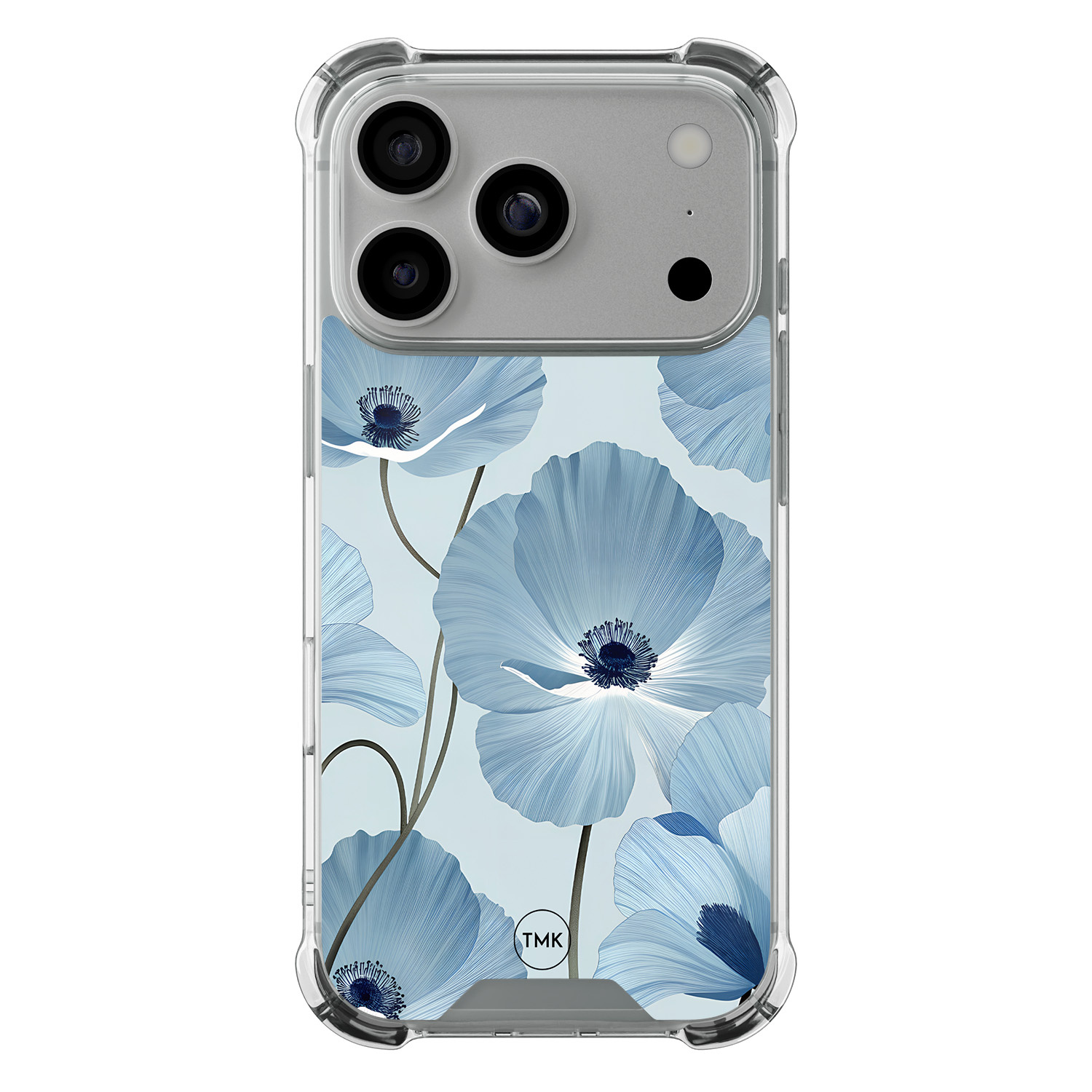 TMK iPhone 17 Pro shockproof hoesje - Blauw bloemenveld