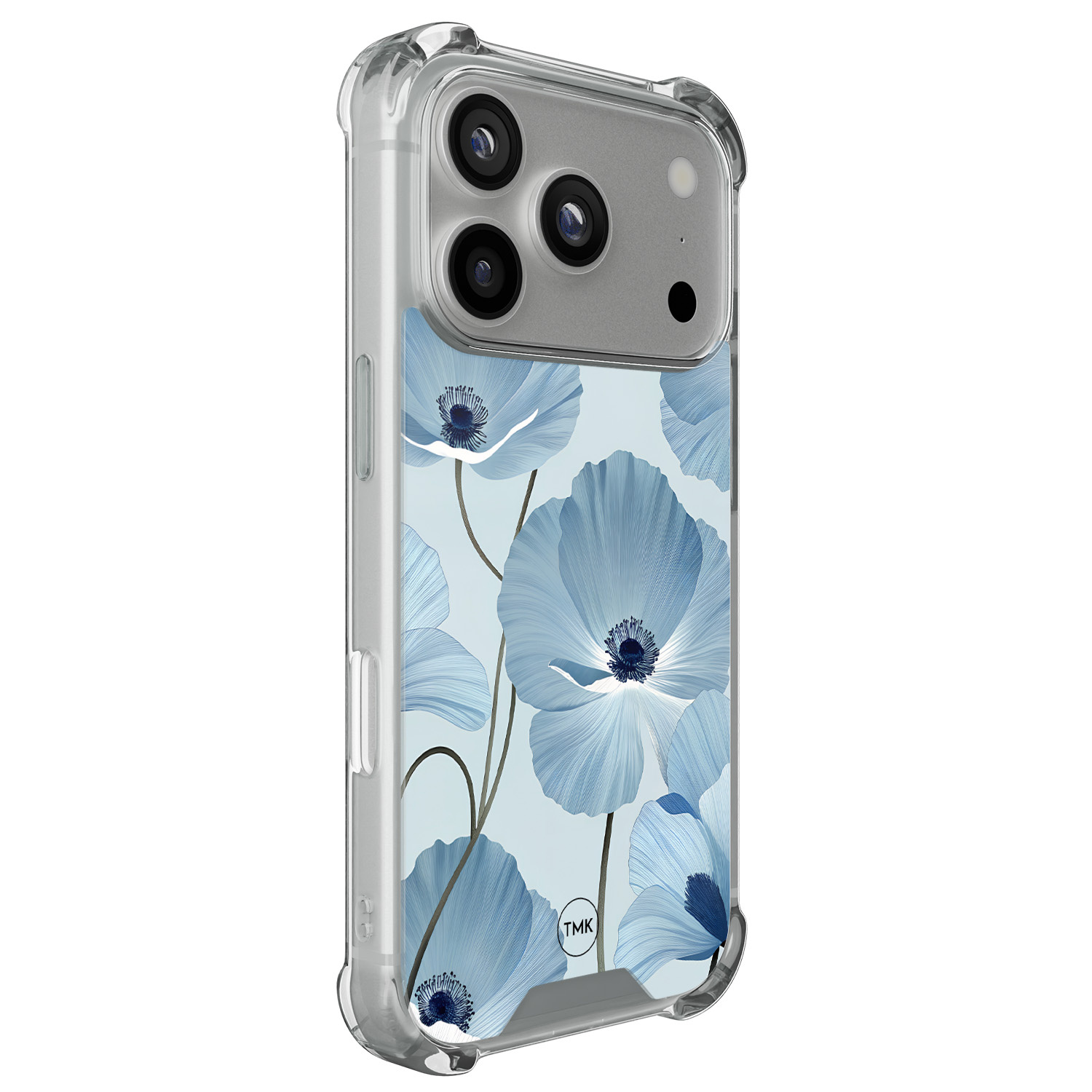 TMK iPhone 17 Pro shockproof hoesje - Blauw bloemenveld