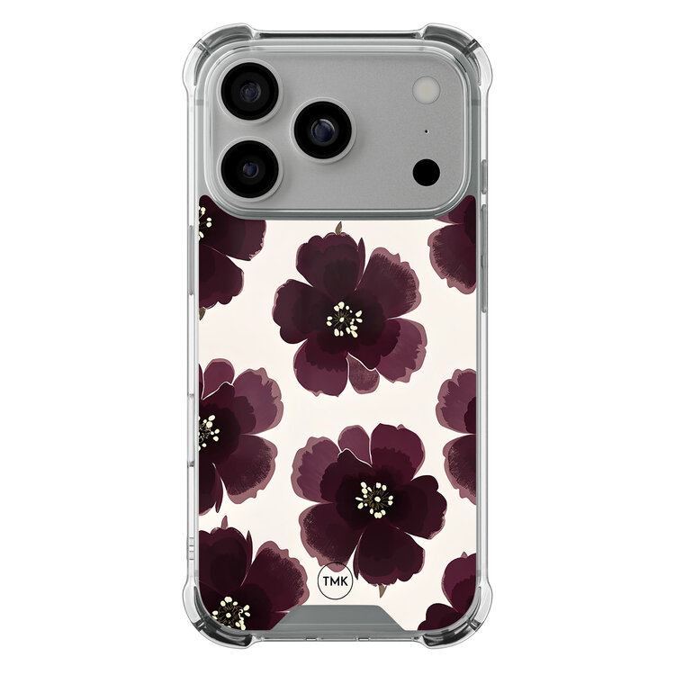 TMK iPhone 17 Pro shockproof hoesje - Burgundy flowers