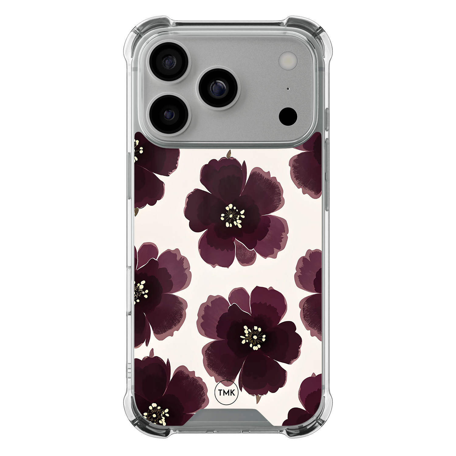 TMK iPhone 17 Pro shockproof hoesje - Burgundy flowers