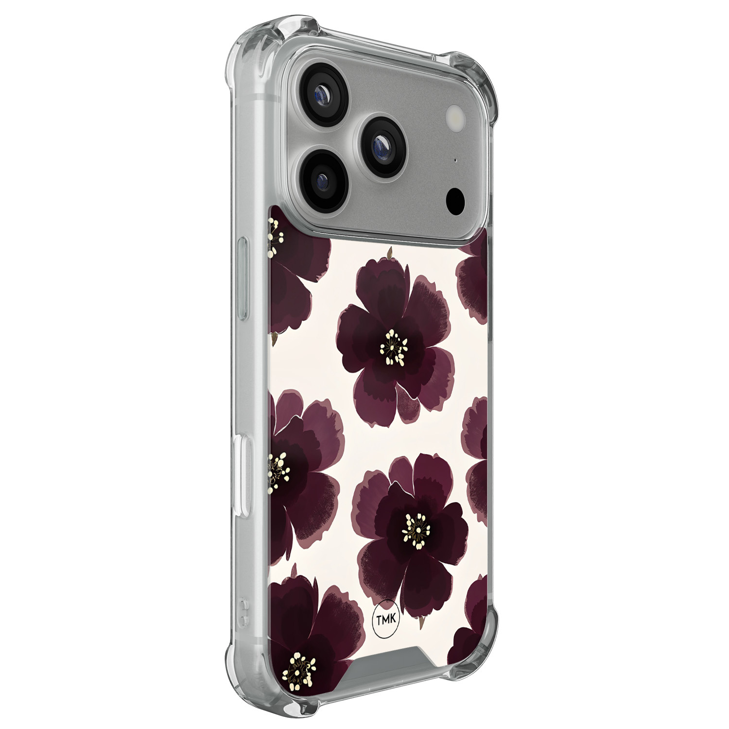 TMK iPhone 17 Pro shockproof hoesje - Burgundy flowers