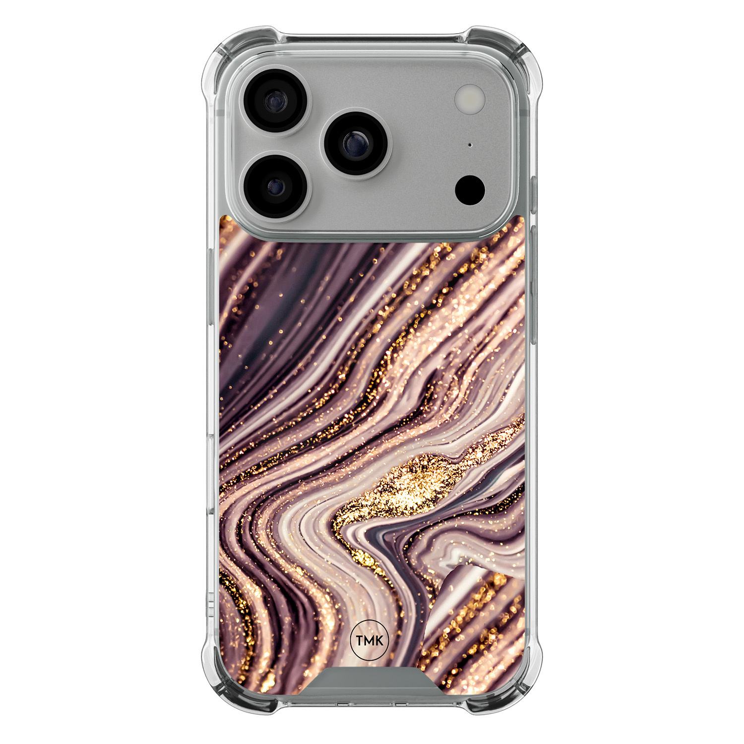 TMK iPhone 17 Pro shockproof hoesje - Golden pink marble